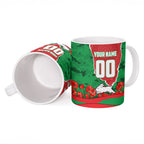 Personalized South Sydney Rabbitohs ANZAC Tribute Ceramic Mug Poppy Field Soldier Silhouette Aboriginal Rugby Mascot