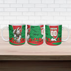 Personalized South Sydney Rabbitohs ANZAC Tribute Ceramic Mug Poppy Field Soldier Silhouette Aboriginal Rugby Mascot