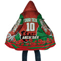 Personalized South Sydney Rabbitohs ANZAC Tribute Cloak Poppy Field Soldier Silhouette Aboriginal Rugby Mascot