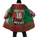 Personalized South Sydney Rabbitohs ANZAC Tribute Cloak Poppy Field Soldier Silhouette Aboriginal Rugby Mascot