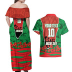 Personalized South Sydney Rabbitohs ANZAC Tribute Couples Matching Off Shoulder Maxi Dress and Hawaiian Shirt Poppy Field Soldier Silhouette Aboriginal Rugby Mascot
