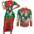 Personalized South Sydney Rabbitohs ANZAC Tribute Couples Matching Short Sleeve Bodycon Dress and Long Sleeve Button Shirt Poppy Field Soldier Silhouette Aboriginal Rugby Mascot