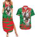 Personalized South Sydney Rabbitohs ANZAC Tribute Couples Matching Summer Maxi Dress and Hawaiian Shirt Poppy Field Soldier Silhouette Aboriginal Rugby Mascot