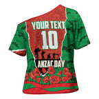 Personalized South Sydney Rabbitohs ANZAC Tribute Cross Shoulder Shirt Poppy Field Soldier Silhouette Aboriginal Rugby Mascot