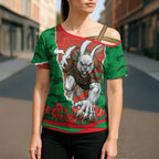 Personalized South Sydney Rabbitohs ANZAC Tribute Cross Shoulder Shirt Poppy Field Soldier Silhouette Aboriginal Rugby Mascot
