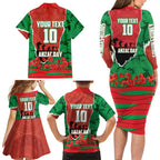 Personalized South Sydney Rabbitohs ANZAC Tribute Family Matching Long Sleeve Bodycon Dress and Hawaiian Shirt Poppy Field Soldier Silhouette Aboriginal Rugby Mascot