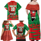 Personalized South Sydney Rabbitohs ANZAC Tribute Family Matching Off Shoulder Maxi Dress and Hawaiian Shirt Poppy Field Soldier Silhouette Aboriginal Rugby Mascot