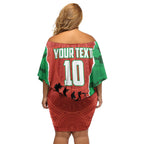 Personalized South Sydney Rabbitohs ANZAC Tribute Family Matching Off Shoulder Short Dress and Hawaiian Shirt Poppy Field Soldier Silhouette Aboriginal Rugby Mascot