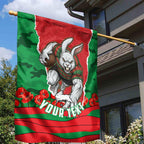 Personalized South Sydney Rabbitohs ANZAC Tribute Garden Flag Poppy Field Soldier Silhouette Aboriginal Rugby Mascot