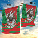 Personalized South Sydney Rabbitohs ANZAC Tribute Garden Flag Poppy Field Soldier Silhouette Aboriginal Rugby Mascot