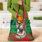 Personalized South Sydney Rabbitohs ANZAC Tribute Grocery Bag Poppy Field Soldier Silhouette Aboriginal Rugby Mascot