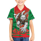 Personalized South Sydney Rabbitohs ANZAC Tribute Hawaiian Shirt Poppy Field Soldier Silhouette Aboriginal Rugby Mascot