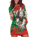 Personalized South Sydney Rabbitohs ANZAC Tribute Hoodie Dress Poppy Field Soldier Silhouette Aboriginal Rugby Mascot