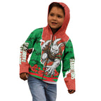 Personalized South Sydney Rabbitohs ANZAC Tribute Kid Hoodie Poppy Field Soldier Silhouette Aboriginal Rugby Mascot
