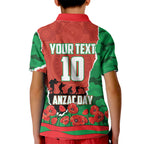 Personalized South Sydney Rabbitohs ANZAC Tribute Kid Polo Shirt Poppy Field Soldier Silhouette Aboriginal Rugby Mascot