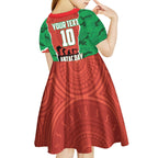 Personalized South Sydney Rabbitohs ANZAC Tribute Kid Short Sleeve Dress Poppy Field Soldier Silhouette Aboriginal Rugby Mascot
