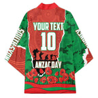 Personalized South Sydney Rabbitohs ANZAC Tribute Kimono Poppy Field Soldier Silhouette Aboriginal Rugby Mascot