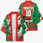 Personalized South Sydney Rabbitohs ANZAC Tribute Kimono Poppy Field Soldier Silhouette Aboriginal Rugby Mascot