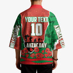 Personalized South Sydney Rabbitohs ANZAC Tribute Kimono Poppy Field Soldier Silhouette Aboriginal Rugby Mascot