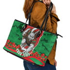 Personalized South Sydney Rabbitohs ANZAC Tribute Leather Tote Bag Poppy Field Soldier Silhouette Aboriginal Rugby Mascot