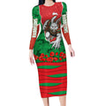 Personalized South Sydney Rabbitohs ANZAC Tribute Long Sleeve Bodycon Dress Poppy Field Soldier Silhouette Aboriginal Rugby Mascot