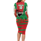 Personalized South Sydney Rabbitohs ANZAC Tribute Long Sleeve Bodycon Dress Poppy Field Soldier Silhouette Aboriginal Rugby Mascot