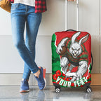 Personalized South Sydney Rabbitohs ANZAC Tribute Luggage Cover Poppy Field Soldier Silhouette Aboriginal Rugby Mascot