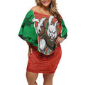 Personalized South Sydney Rabbitohs ANZAC Tribute Off Shoulder Short Dress Poppy Field Soldier Silhouette Aboriginal Rugby Mascot