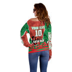 Personalized South Sydney Rabbitohs ANZAC Tribute Off Shoulder Sweater Poppy Field Soldier Silhouette Aboriginal Rugby Mascot