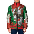 Personalized South Sydney Rabbitohs ANZAC Tribute Padded Jacket Poppy Field Soldier Silhouette Aboriginal Rugby Mascot