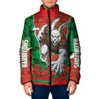 Personalized South Sydney Rabbitohs ANZAC Tribute Padded Jacket Poppy Field Soldier Silhouette Aboriginal Rugby Mascot