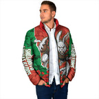 Personalized South Sydney Rabbitohs ANZAC Tribute Padded Jacket Poppy Field Soldier Silhouette Aboriginal Rugby Mascot