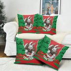 Personalized South Sydney Rabbitohs ANZAC Tribute Pillow Cover Poppy Field Soldier Silhouette Aboriginal Rugby Mascot