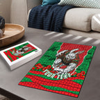 Personalized South Sydney Rabbitohs ANZAC Tribute Puzzle Poppy Field Soldier Silhouette Aboriginal Rugby Mascot