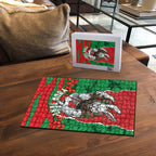 Personalized South Sydney Rabbitohs ANZAC Tribute Puzzle Poppy Field Soldier Silhouette Aboriginal Rugby Mascot