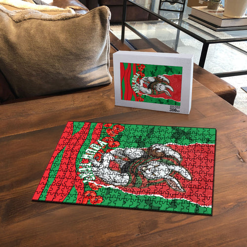 Personalized South Sydney Rabbitohs ANZAC Tribute Puzzle Poppy Field Soldier Silhouette Aboriginal Rugby Mascot