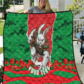Personalized South Sydney Rabbitohs ANZAC Tribute Quilt Poppy Field Soldier Silhouette Aboriginal Rugby Mascot