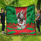 Personalized South Sydney Rabbitohs ANZAC Tribute Quilt Poppy Field Soldier Silhouette Aboriginal Rugby Mascot