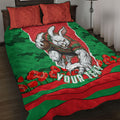 Personalized South Sydney Rabbitohs ANZAC Tribute Quilt Bed Set Poppy Field Soldier Silhouette Aboriginal Rugby Mascot