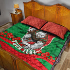 Personalized South Sydney Rabbitohs ANZAC Tribute Quilt Bed Set Poppy Field Soldier Silhouette Aboriginal Rugby Mascot
