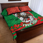Personalized South Sydney Rabbitohs ANZAC Tribute Quilt Bed Set Poppy Field Soldier Silhouette Aboriginal Rugby Mascot