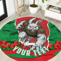 Personalized South Sydney Rabbitohs ANZAC Tribute Round Carpet Poppy Field Soldier Silhouette Aboriginal Rugby Mascot
