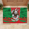 Personalized South Sydney Rabbitohs ANZAC Tribute Rubber Doormat Poppy Field Soldier Silhouette Aboriginal Rugby Mascot