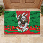 Personalized South Sydney Rabbitohs ANZAC Tribute Rubber Doormat Poppy Field Soldier Silhouette Aboriginal Rugby Mascot