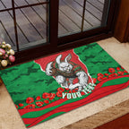 Personalized South Sydney Rabbitohs ANZAC Tribute Rubber Doormat Poppy Field Soldier Silhouette Aboriginal Rugby Mascot