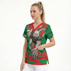 Personalized South Sydney Rabbitohs ANZAC Tribute Scrub Top Poppy Field Soldier Silhouette Aboriginal Rugby Mascot