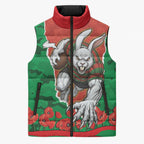 Personalized South Sydney Rabbitohs ANZAC Tribute Sleeveless Puffer Jacket Poppy Field Soldier Silhouette Aboriginal Rugby Mascot