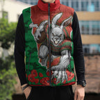 Personalized South Sydney Rabbitohs ANZAC Tribute Sleeveless Puffer Jacket Poppy Field Soldier Silhouette Aboriginal Rugby Mascot