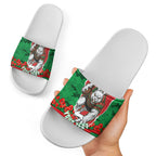 Personalized South Sydney Rabbitohs ANZAC Tribute Slide Sandals Poppy Field Soldier Silhouette Aboriginal Rugby Mascot