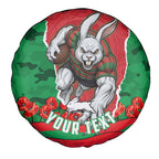 Personalized South Sydney Rabbitohs ANZAC Tribute Spare Tire Cover Poppy Field Soldier Silhouette Aboriginal Rugby Mascot